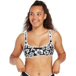 VOLCOM Reversible Coco Scoop Hawaiian Floral Black White Swim Tank Top NWT XS